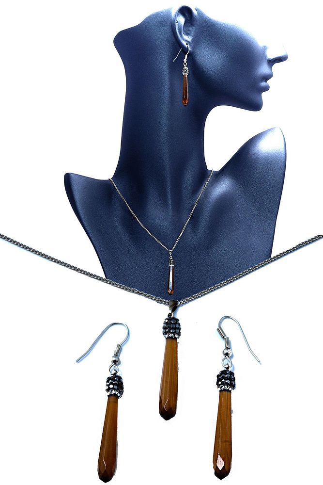 Sertifikalı Doğal Dumanlı Kuvars Taşı Kolye Ve Küpe Seti