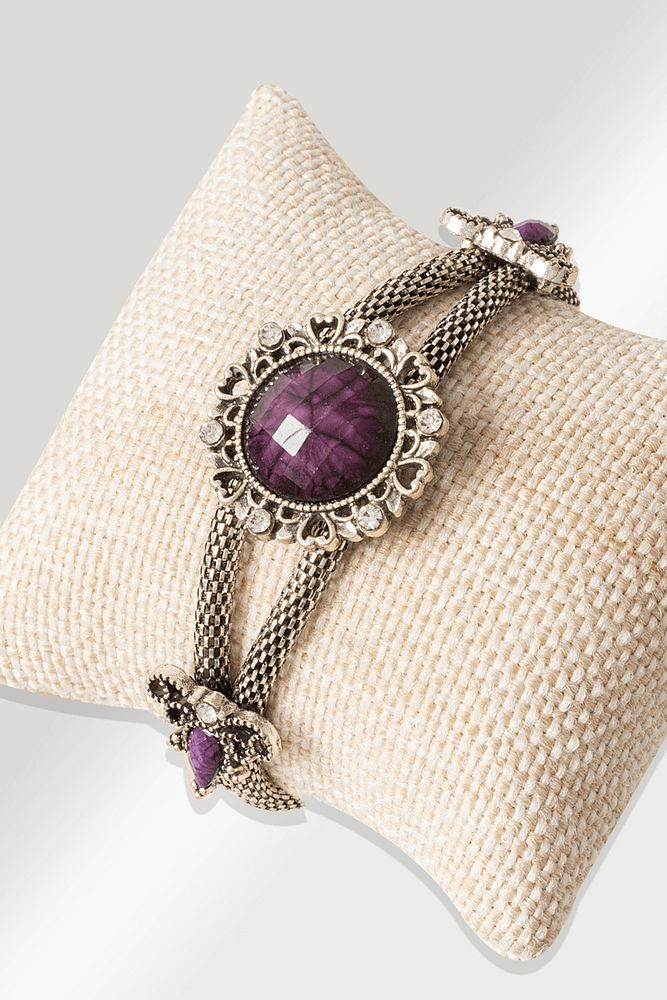 Sertifikalı Tilki Kuyruğu Model Mor Akik Taşı Bileklik - Ayarlamalı