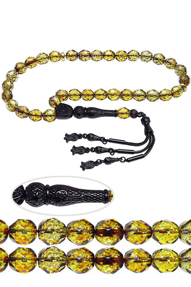 Sertifikalı Siyah Kararmaz Püskül Doğal Yeşil Kuvars Taşı Tesbih