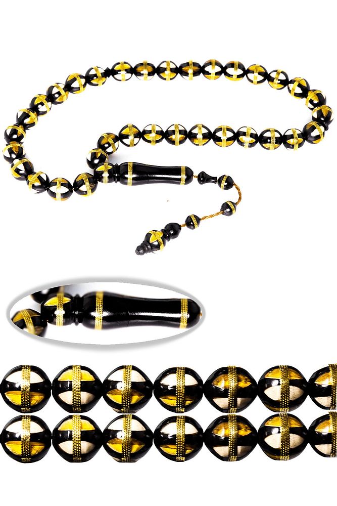 Sistemli Küre Kesim Kehribar Pirinç Mine Işlemeli Kuka Tesbih