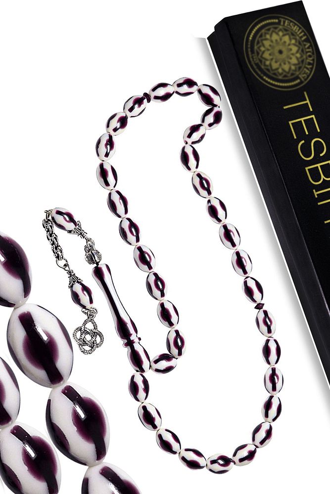 Sertifikalı Arnavut Püskül Abanoz Ağacı Mineli Toz Kehribar Tesbih