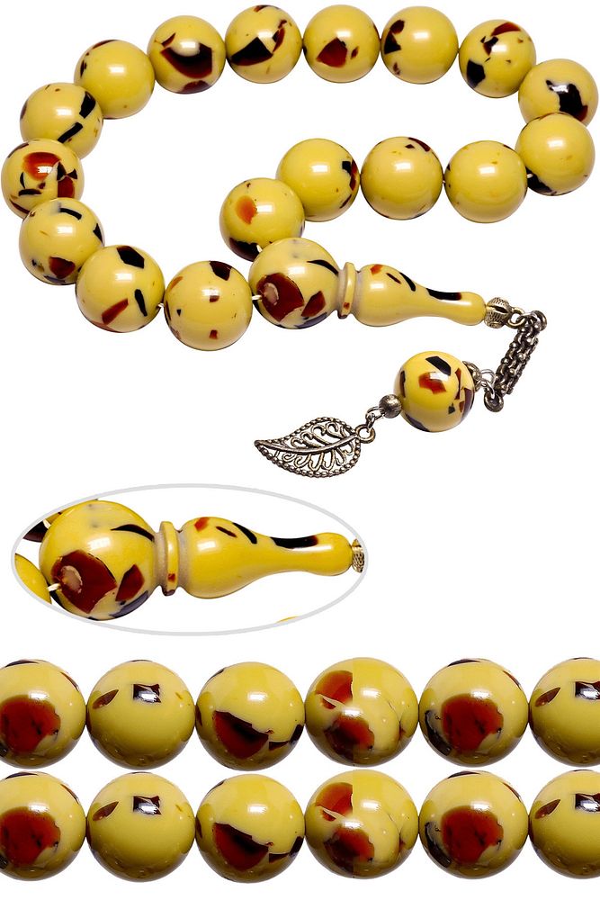 Sertifikalı Kral Püskül Efe Maskot Arizona Parçacıklı Toz Kehribar Tesbih