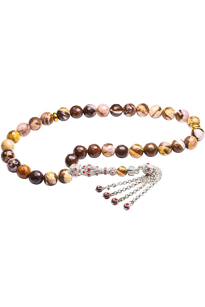 Sertiifkalı Telkari Püskül Doğal Jasper Taşı Tesbih