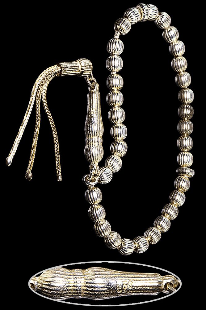 Sertifikalı Oymalı Küre Kesim 925 Ayar Gümüş Tesbih