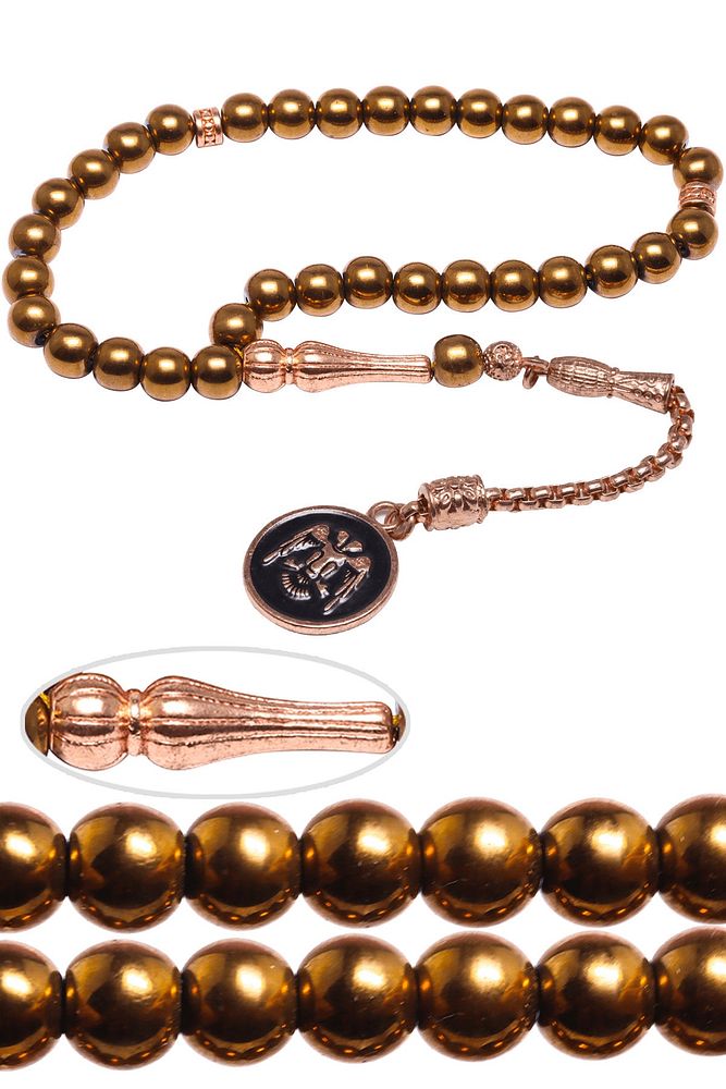 Doğal Bronz Renkli Kararmaz Püskül Doğal Hematit Taşı Tesbih