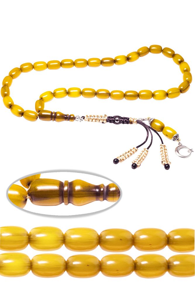 Sertifikalı Dik Hare Osmanlı Benzetmesi Çubuk Sıkma Kehribar Tesbih