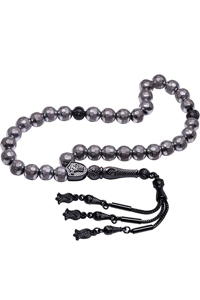 Sertifikalı Kararmaz Püsküllü Doğal Hematit Taşı Tesbih