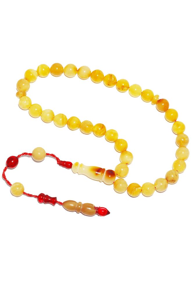 Sistemli Her Tanesi Kumpas Işcilikli Kraliçe Seccar Damla Kehribar Tesbih