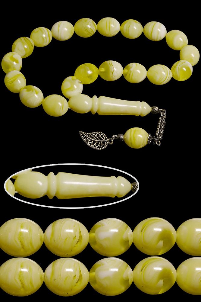 Sertifikalı Kral Püskül Beyzi Kesim Beyrut Damla Kehribar Tesbih