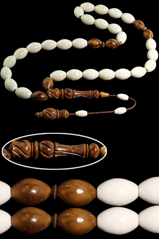 Sistemli Beyzi Kesim Iri Boy Kuka Geçişli Deve Kemiği Tesbih