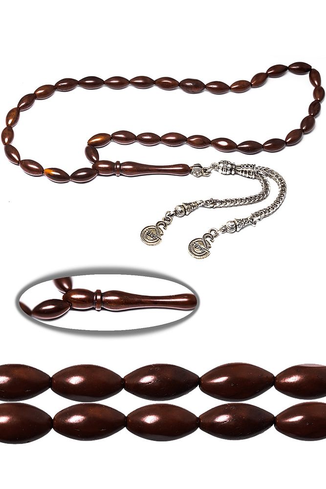 Düşük Ayar Gümüş Püsküllü Arpa Kesim Kuka Tesbih