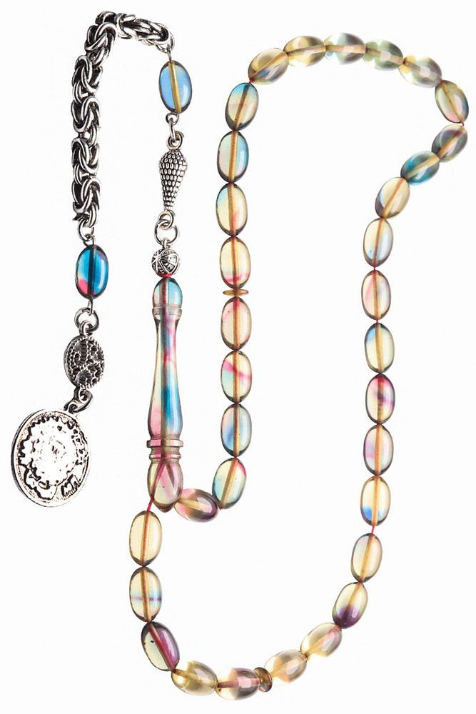 Şeffaf Renk Cümbüşü Osmanlı Paralı Ateş Kehribar Tesbih