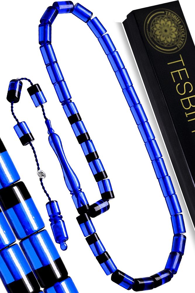 Sertifikalı Parlement Mavi Siyah Ateş Kehribar Tesbih