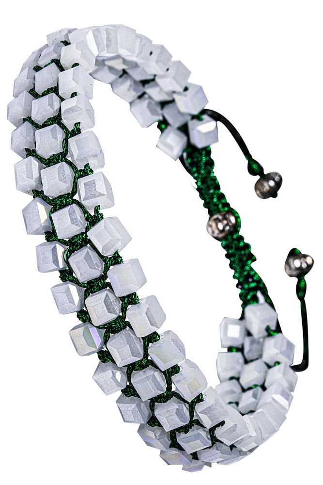 Sertifikalı Üçlü Küp Makrome Doğal Sedef Taşı Bileklik