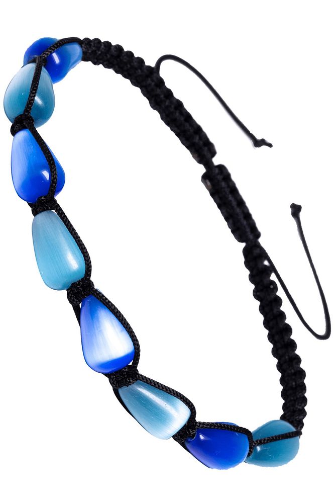 Siyah Makrome Mavi Kedigözü Taşı Bileklik