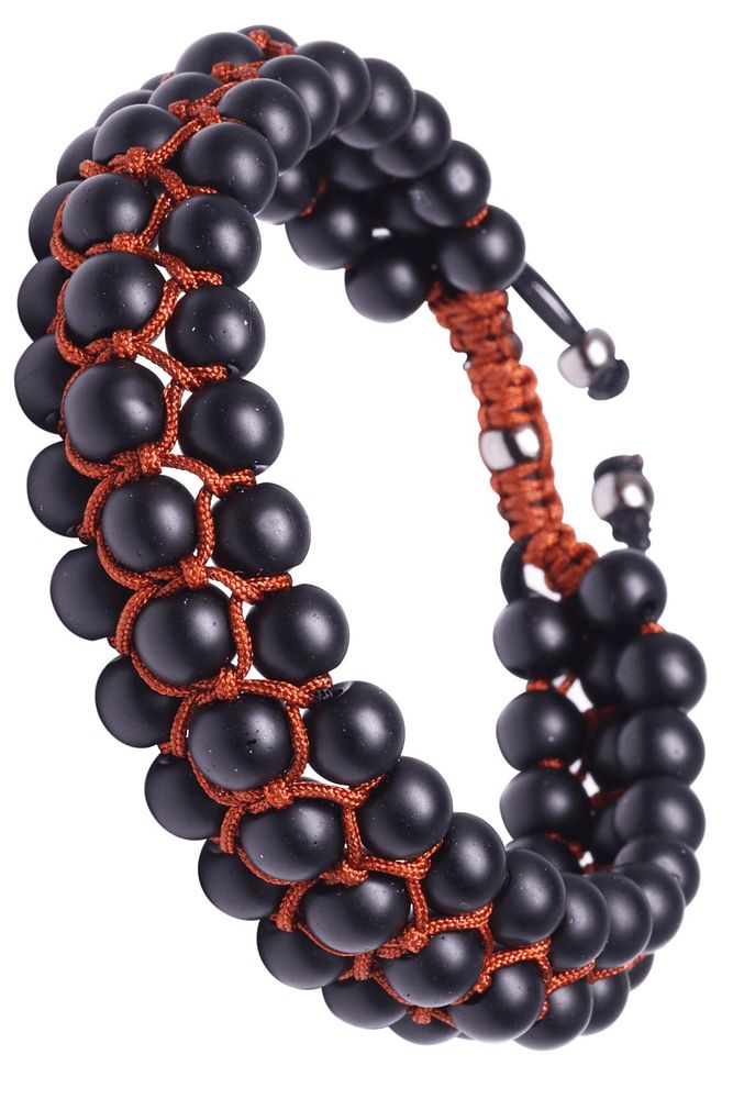 Üçlü Kahve Makrome Mat Oniks Bileklik