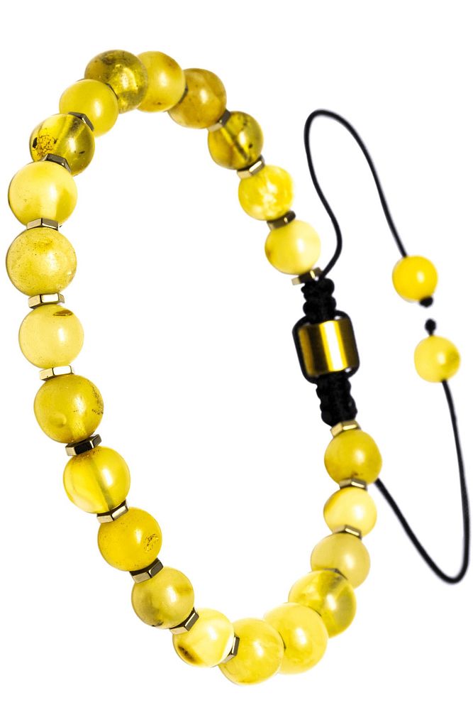 Sertifikalı Hematit Doğal Damla Kehribar Bileklik