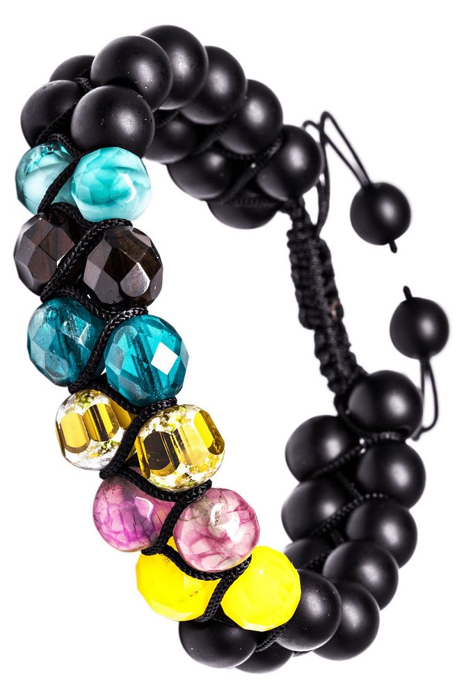 Sertifikalı Makrome Doğal Oniks Kuvars Hematit Akik Taşı 7 Çakra Bileklik