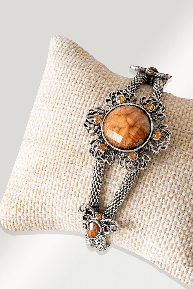 Sertifikalı Kelebek Model Turuncu Akik Taşı Bileklik - Ayarlamalı