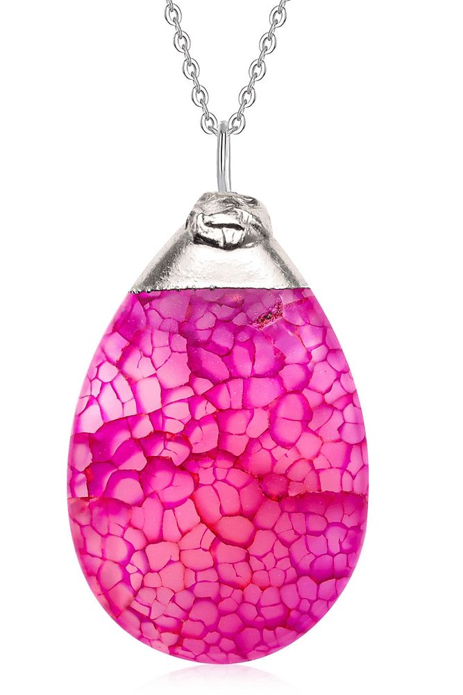 Damarlı Pembe Akik Taşı Doğal Taş Kolye