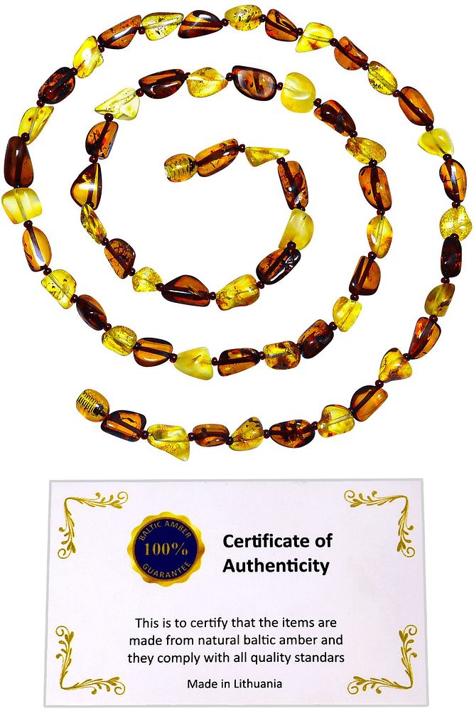 Sertifikalı Yetişkin Sarı Kahverengi Baltık Renkli Doğal Damla Kehribar Kolye