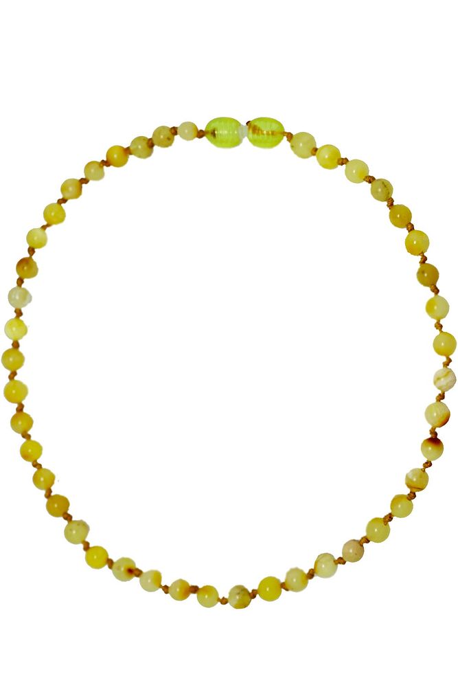 Sertifikalı Sarı Renkli Mat Doğal Damla Kehribar Bebek Diş Kolyesi