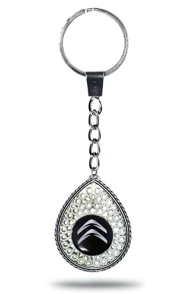 Beyaz Altın Kaplama Telkari Citroen Anahtarlık