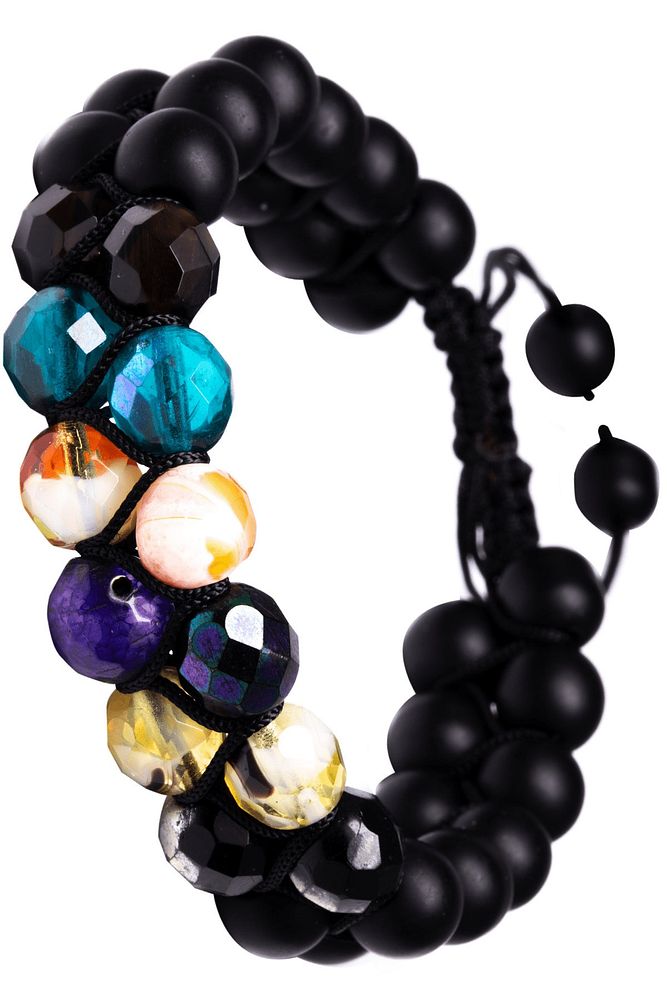 Hematit Kuvars Oniks 7 Çakra Bileklik