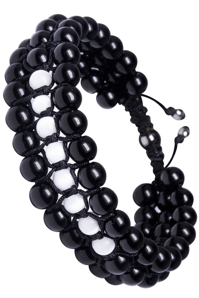 Üçlü Siyah Makrome Oniks Ve Sedef Bileklik