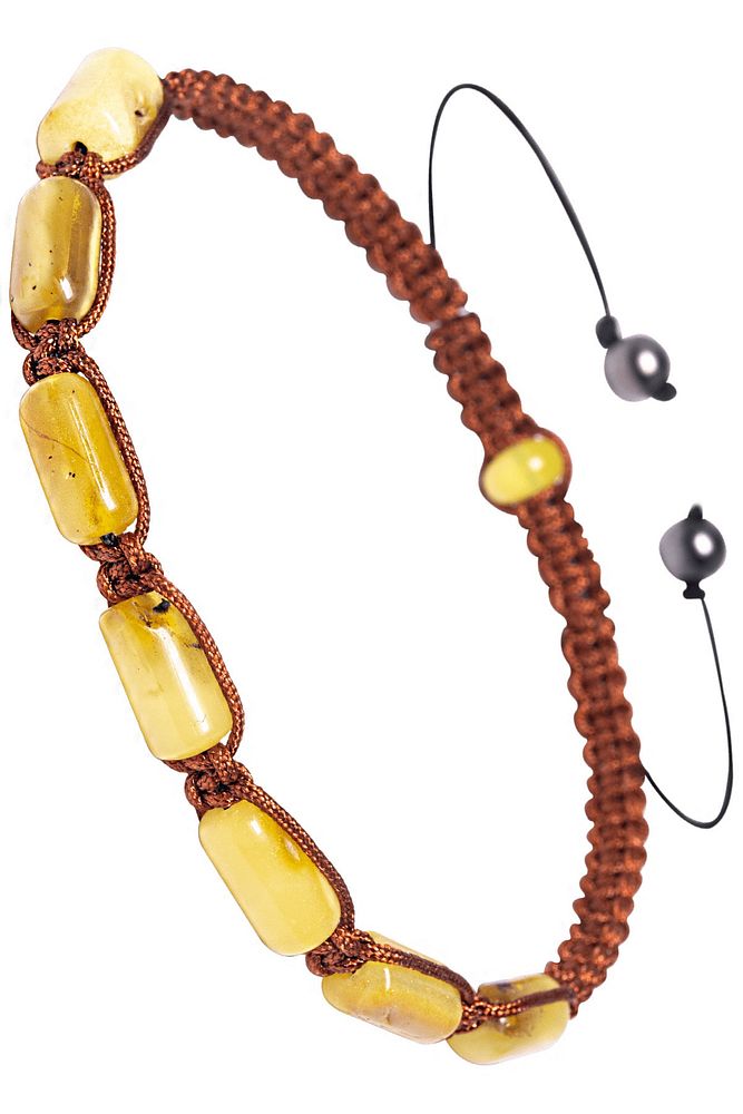 Sarı Renkli Doğal Damla Kehribar Bileklik