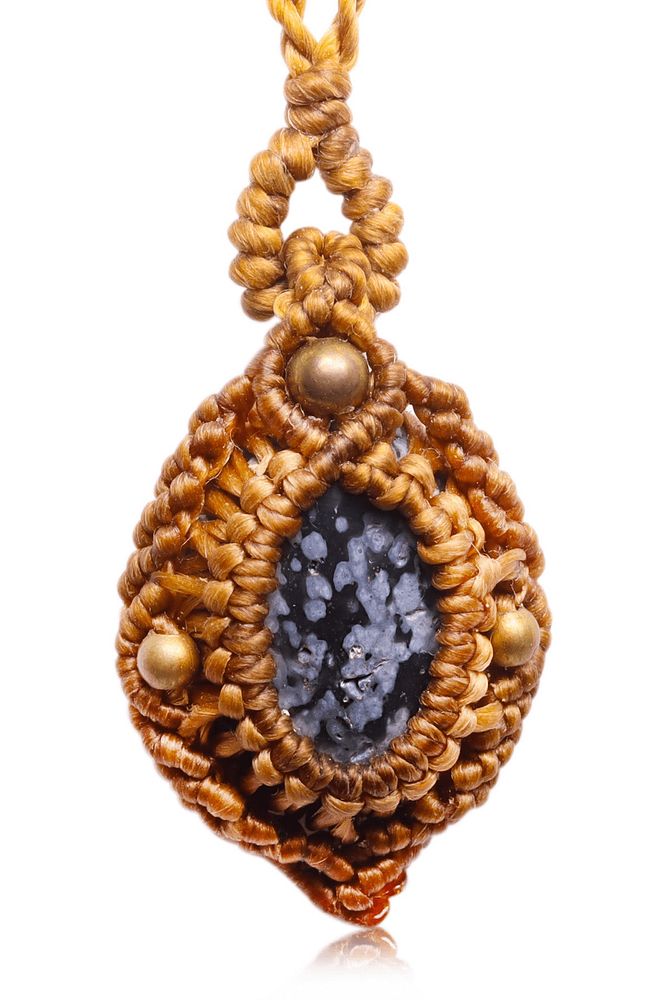 El Örmesi Özel Tasarım Obsidyen Taşı Doğal Taş Kolye