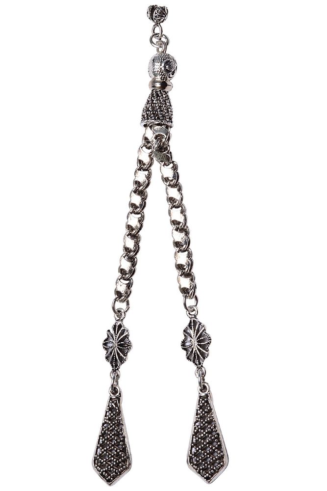 Kararmaz Telkari Pullu Zincirli Düşük Ayar Gümüş Tesbih Püskülü