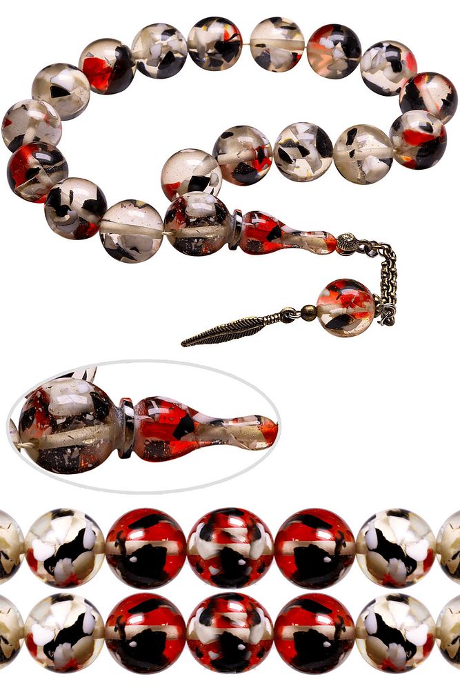 Sertifikalı Kral Püskül Mozaik Parçacıklı Efe Maskot Toz Kehribar Tesbih