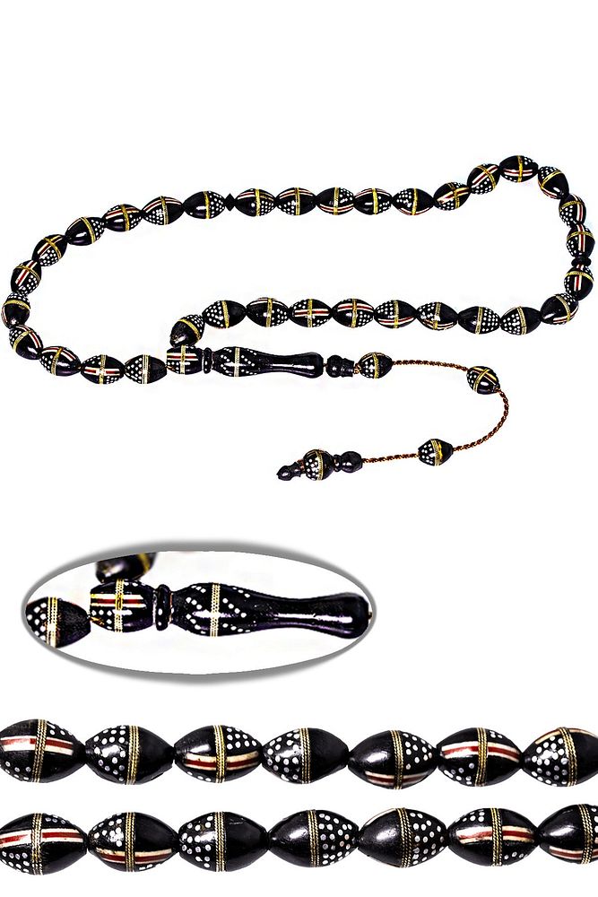 Sistemli Beyzi Kesim Gümüş Mine Işlemeli Usta Işi Kuka Tesbih