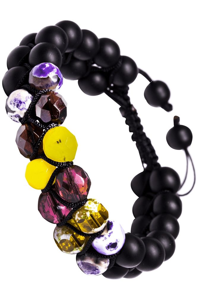 Sertifikalı Makrome Doğal Akik Kuvars Hematit Oniks Taşı 7 Çakra Bileklik