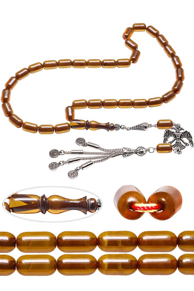 Sertifikalı Kartal Püskül Havşa Delik Dabbas Usta Osmanlı Benzetmsi Çubuk Sıkma Kehribar Tesbih