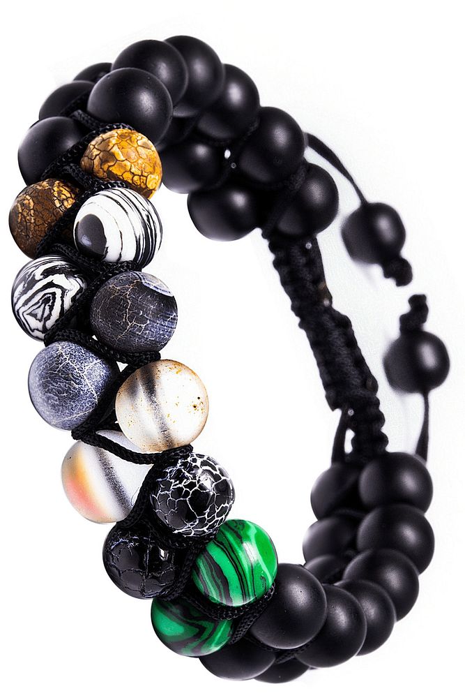 Sertifikalı Doğal Akik Kuvars Malahit Oniks Taşı 7 Çakra Doğal Taş Bileklik