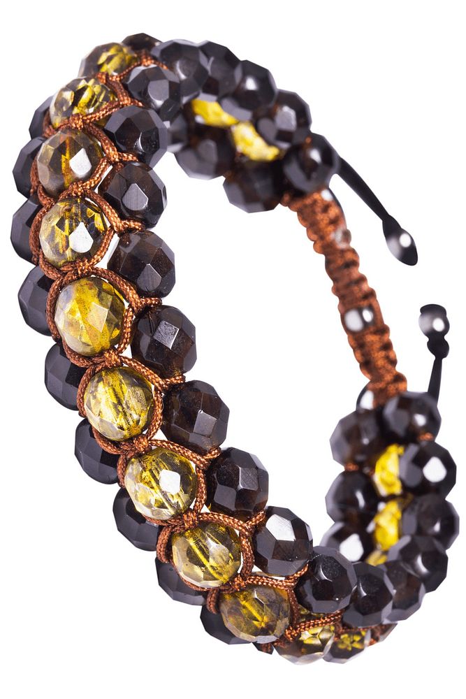 Kahverengi Makrome Sarı Kuvars Ve Dumanlı Kuvars Bileklik