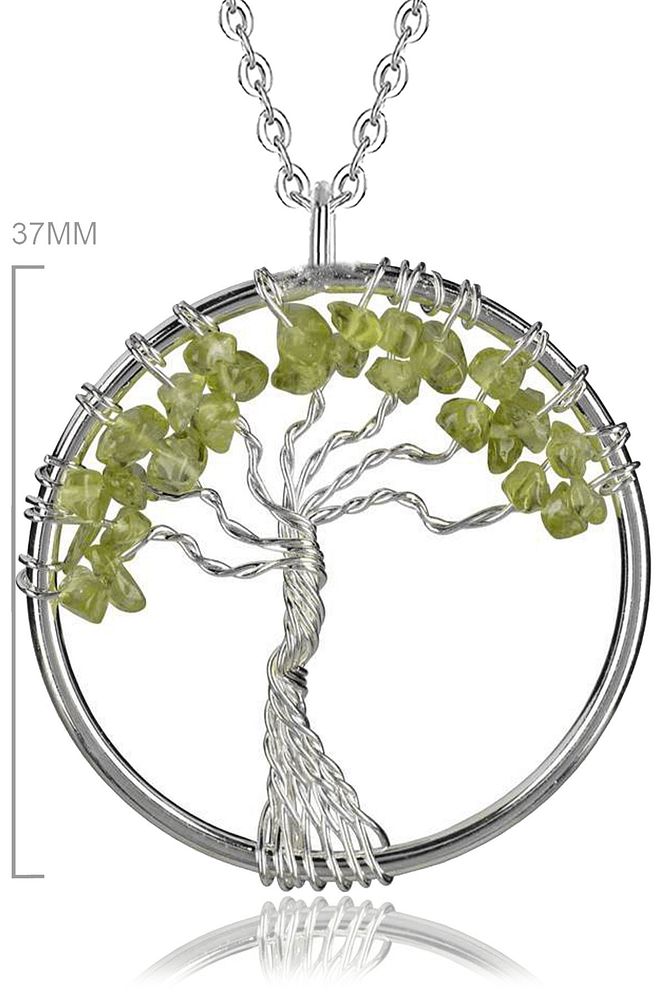 Hayat Ağacı Zebercet Peridot Taşı Doğal Taş Kolye