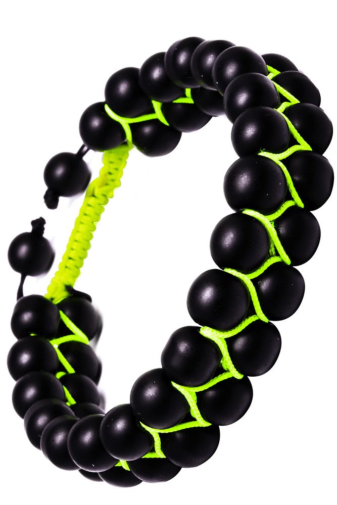 Makrome Neon Yeşil Çift Sıra Mat Oniks Bileklik