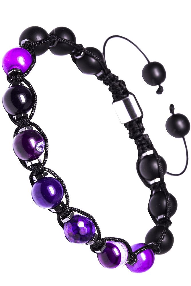 Sertifikalı Makrome Doğal Oniks Ametist Taşı Bileklik