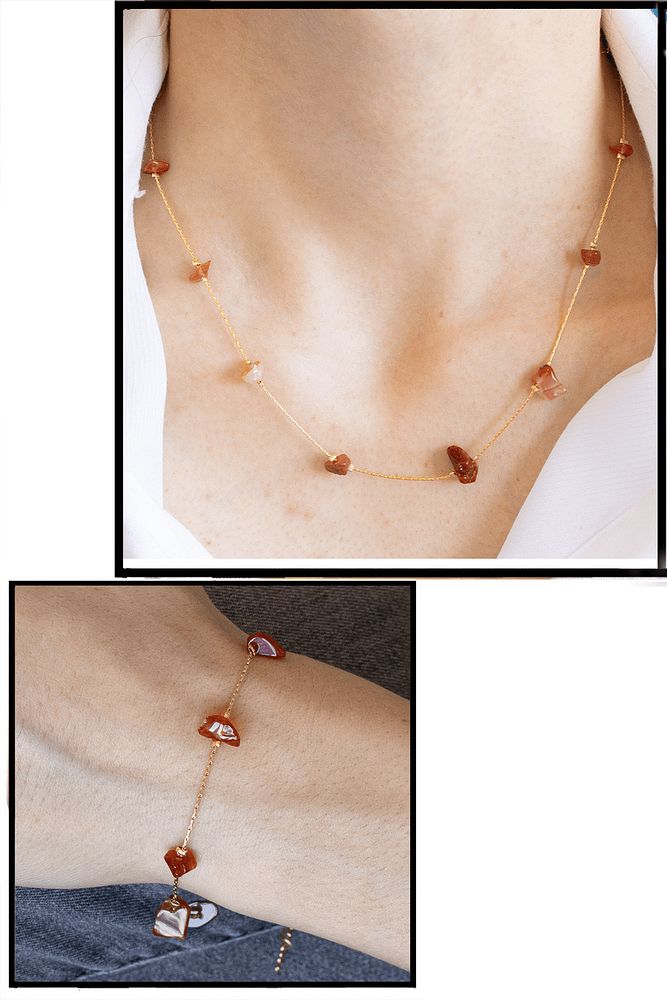 Sertifikalı Kırmızı Jasper Taşlı Doğal Taş Kolye Bileklik Seti