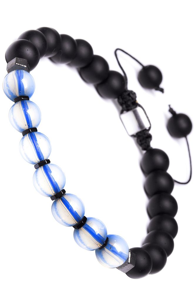 Sertifikalı Makrome Doğal Oniks Opal Ay Taşı Bileklik