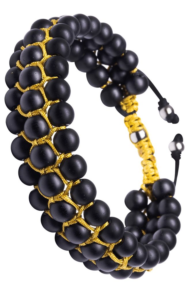 Sertifikalı Makrome Hardal Mat Doğal Oniks Taşı Bileklik