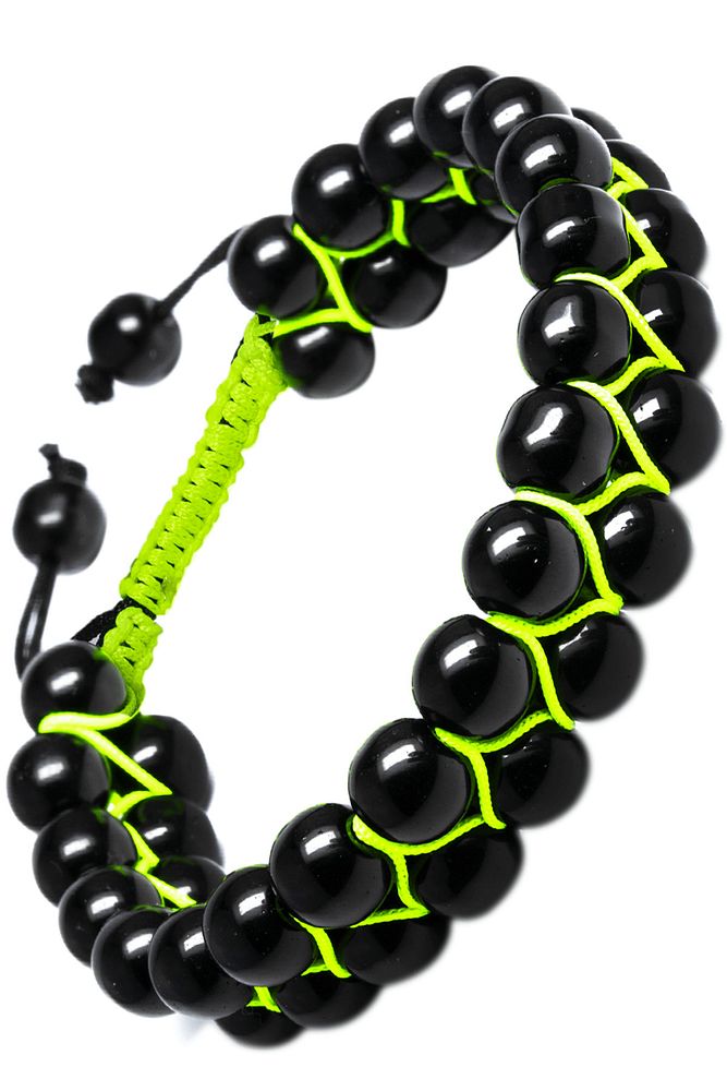 Makrome Neon Yeşili Parlak Oniks Bileklik