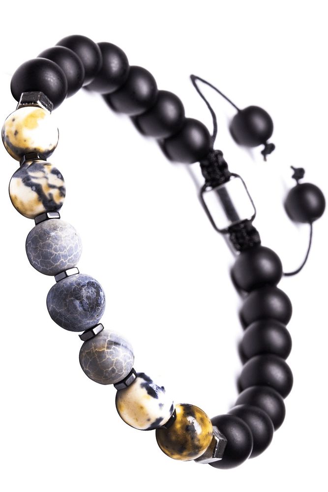 Sertifikalı Makrome Doğal Oniks Jasper Yıldız Taşı Bileklik