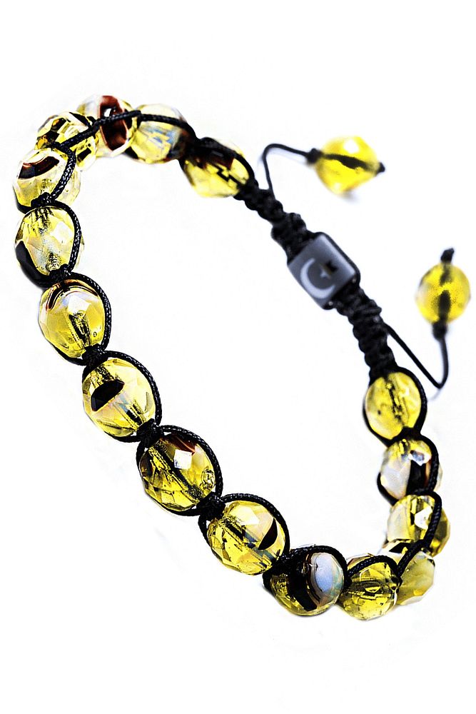 Sertifikalı Orijinal Makrome Siyah Doğal Sarı Kuvars Taşı Bileklik