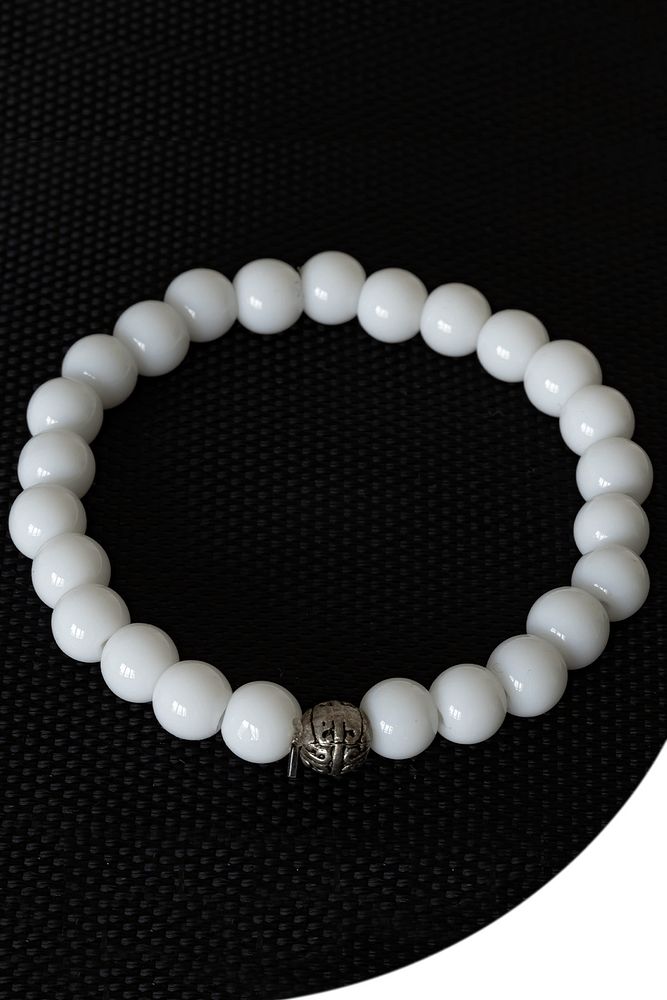 Sertifikalı Boyasız Beyaz Mercan Taşı Bileklik (Gümüş Aparatlı)