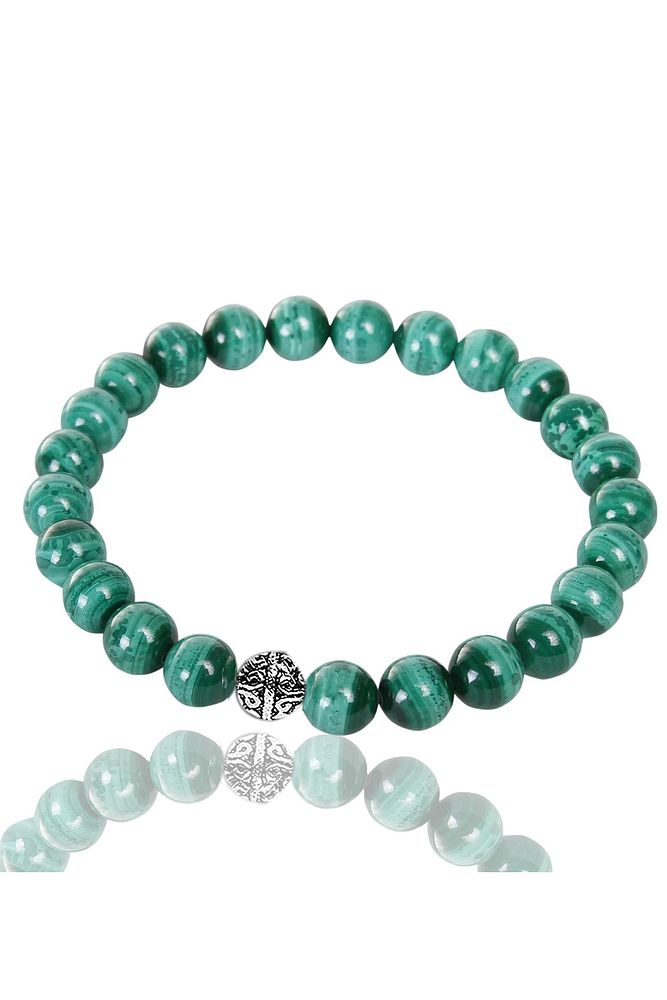 Sertifikalı Gerçek Malahit - Malahit Taşı Bileklik (Gümüş Aparatlı)