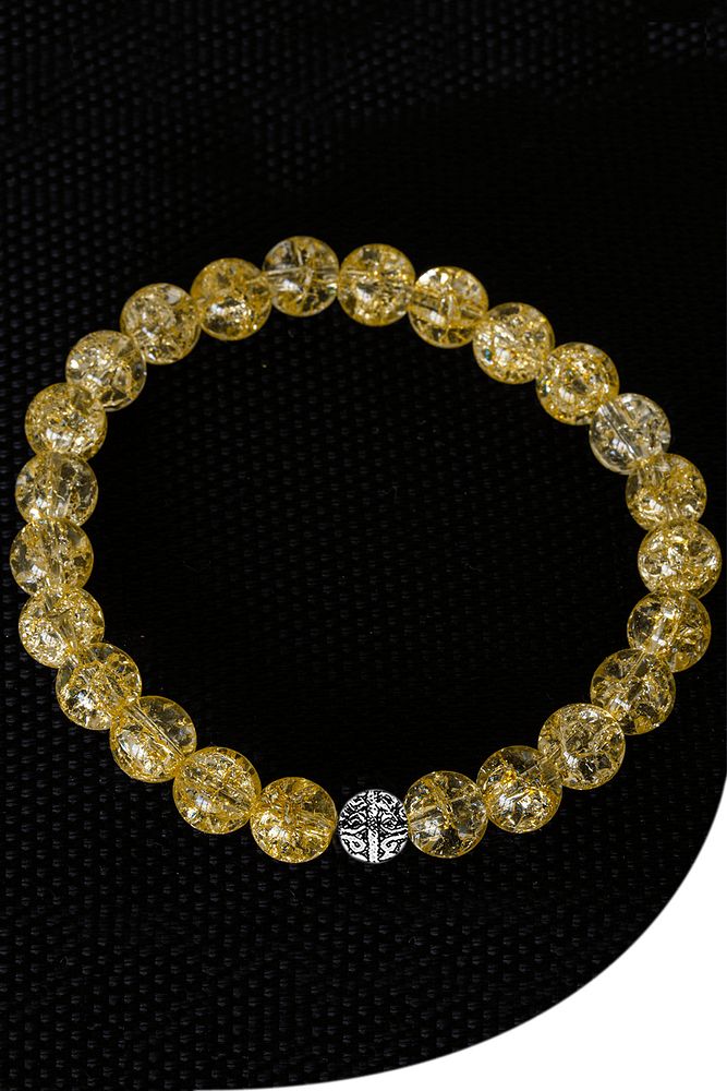 Sertifikalı Gold Necef Taşı Bileklik - Gümüş Aparatlı